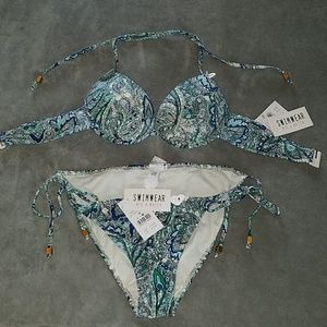 Cotton On Blue Paisley Bikini in 34B/Medium Bottom